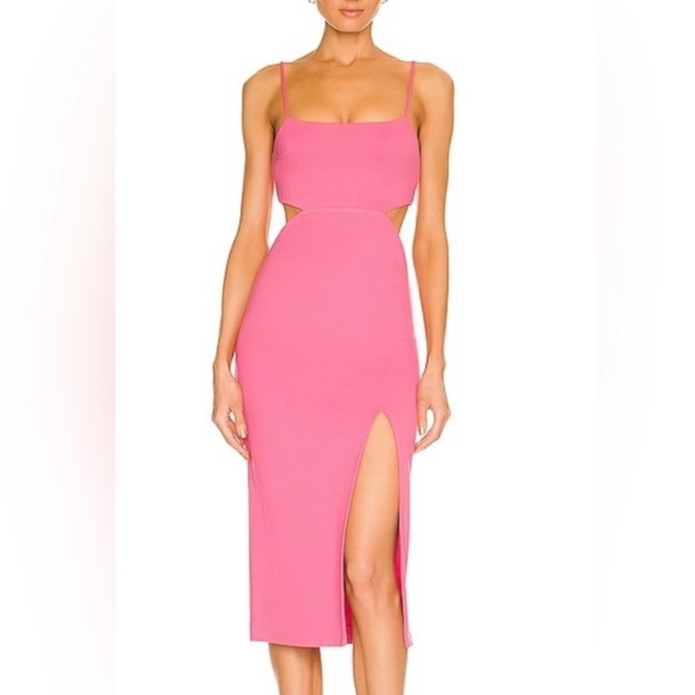 REVOLVE Pink Cutout Midi Dress